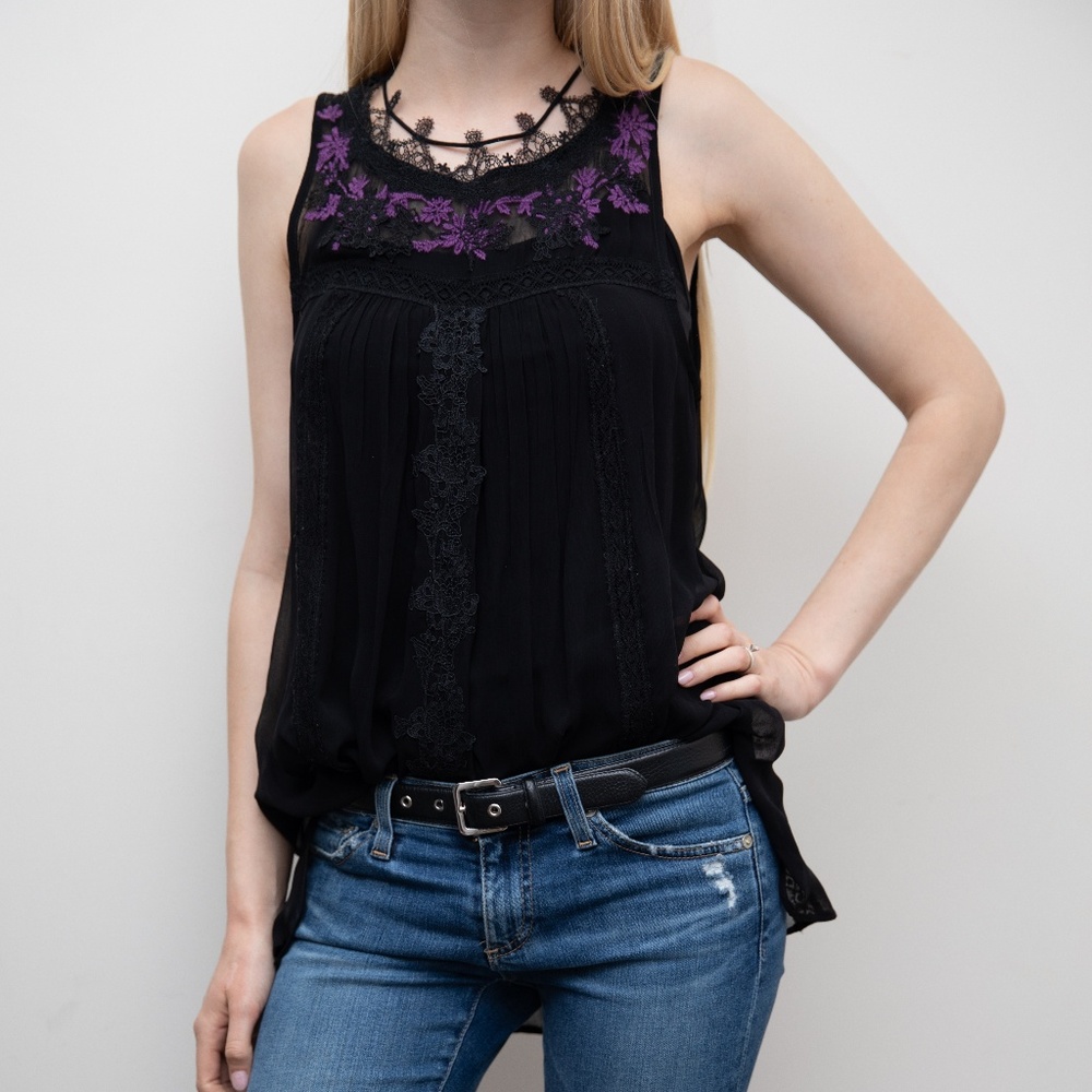 Embroidered Sheer Tunic